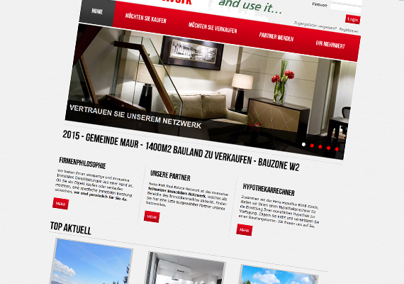 Serwis internetowy stworzony na zlecenie szwajcarskiej firmy Swiss First Real Estate Network.